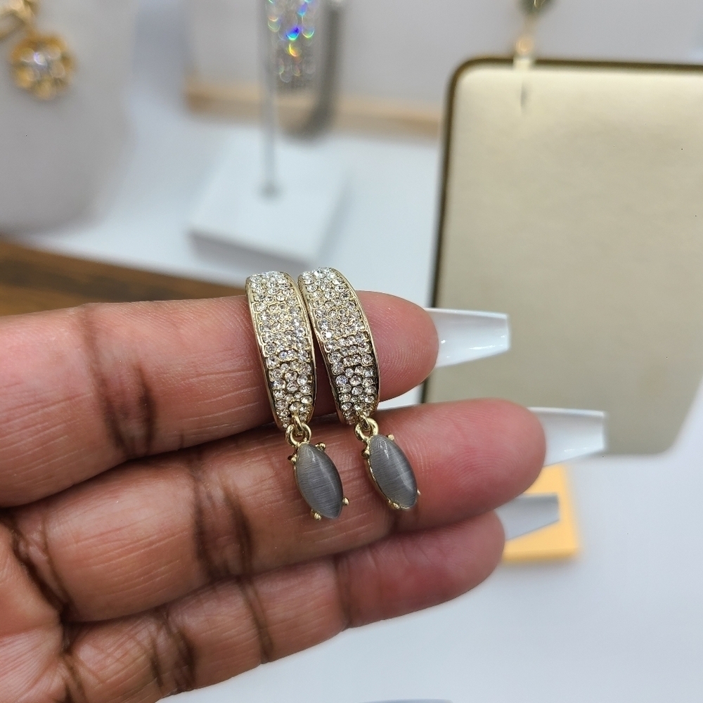 - Givenchy Earrings • Glittering Pave Rhinestones w/ Gray Stones• Pierced